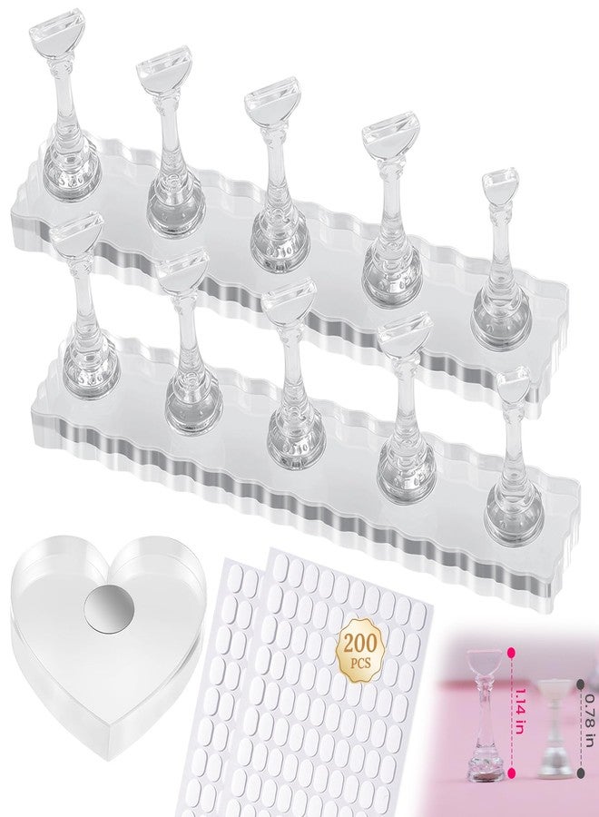 ESUOHYM Nail Stand For Press Ons Extra-high Nail Tip Holder For Painting Art Magnetic Acrylic Fake Nail Display & Practice,Heart Nail Stand with 200 PCS Double Sided Tape,Nail Designs Supplies Kit For Beginners Home Salon - Image 1